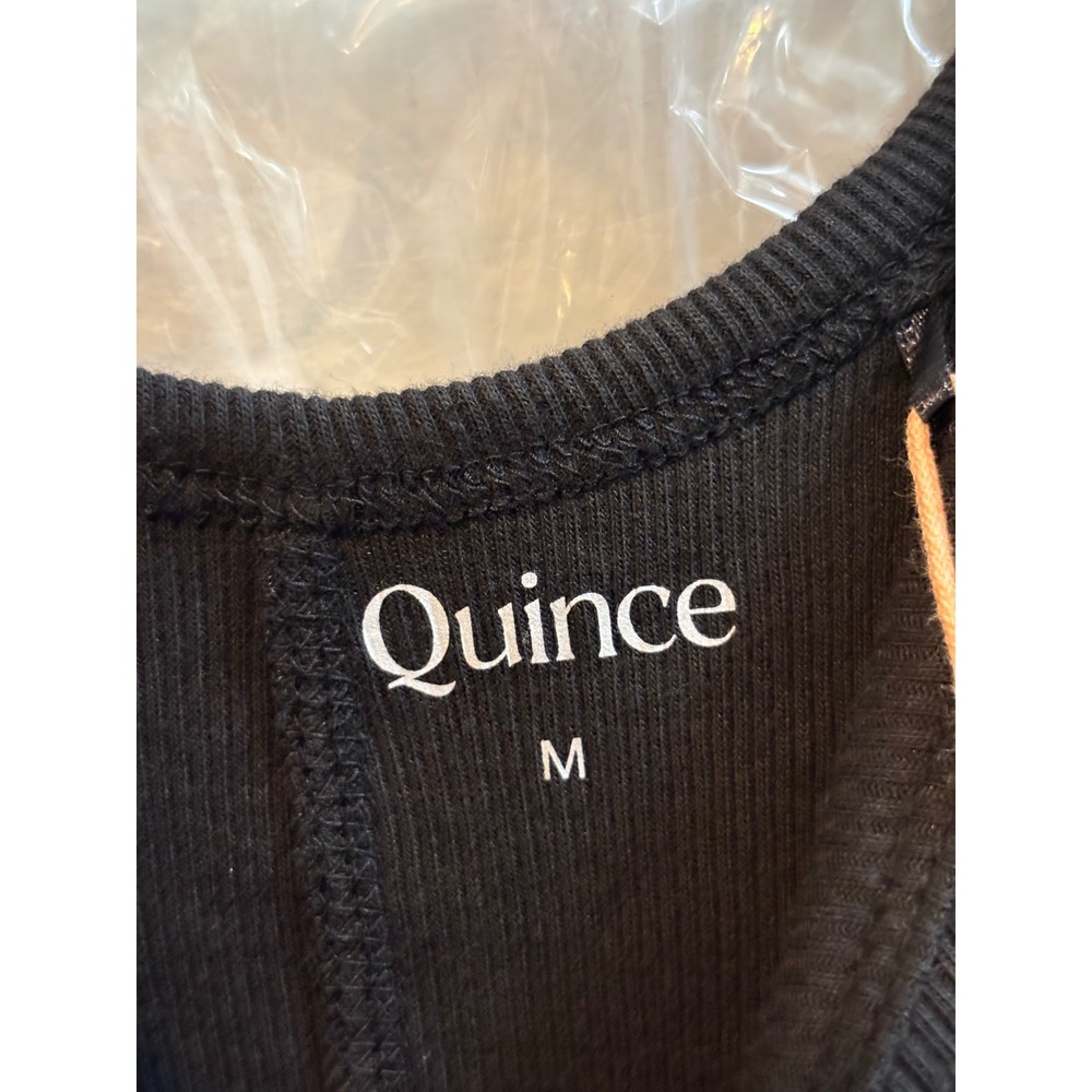Quince Tank Top Womens M Black Organic Cotton Micro-Rib Scoop Neck Tank NWT - Picture 3 of 5